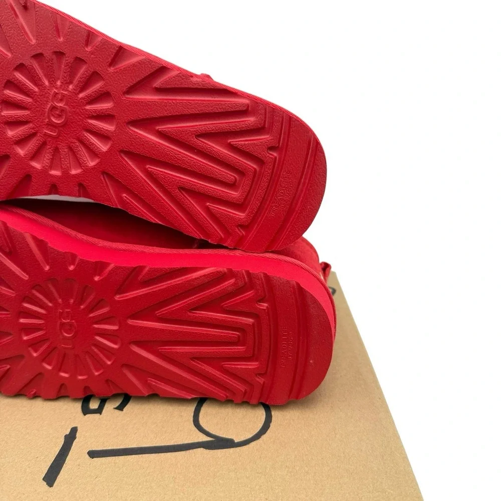 UGG Classic Ultra Mini Samba Red Suede Fur Comfort Womens Boots SZ US 9 NIB Read